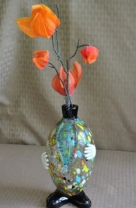 Anthropomorphic Art Glass Murano Multi Speckled Bottle, Spout, Hands/Feet/Leaf - Picture 1 of 14