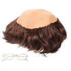  1 Set Monk Bald Wig with Glasses Cosplay Monk Wig Halloween Monk Costume Wig