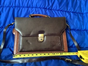 BelleRose Brown Leather Laptop Briefcase Bag Crossbody and Handle - Picture 1 of 21