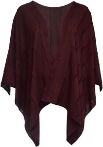 Mantón rojo silenciado delgado detalle de flecos rayas grande envolvente bufanda capa superior poncho regalo - Imagen 1 de 3