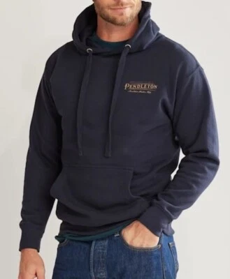 M- Pendleton Woolen Mills Navy Heritage Logo Fleece Hoodie Sweatshirt 42" $149 - Image 1 of 4