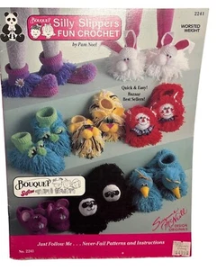 Bouquet Silly Slippers Fun Crochet Pattern Book By Pam Noel 1991 - Picture 1 of 5