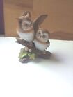 Vintage Homco Porcelain Pair Of Great Horned Owl Figurine Home Interiors 1404 