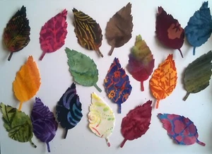 Batik Aspen Leaves fabric scrap Pack remnants patchwork bundle 100% cotton - Picture 1 of 1