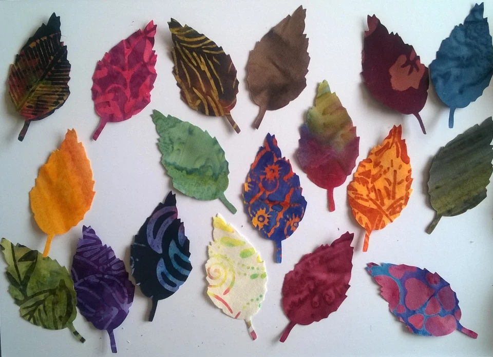Batik Aspen Leaves fabric scrap Pack remnants patchwork bundle 100% cotton - Image 1 of 1