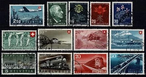 1947 Swiss Year Complete 13 Values Used MF14888 - Picture 1 of 1