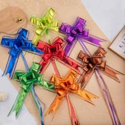 X 5 МЕТАЛЛИЧЕСКАЯ ОРГАНЗА 6 «ВЫТЯГИВАТЬ БАНТЫ ПРЕМИУМ ПОДАРОК ПАКЕТ ДЕНЬ РОЖДЕНИЯ ЗОЛОТО СЕРЕБРО КРАСНЫЙ - Изображение 1 из 4