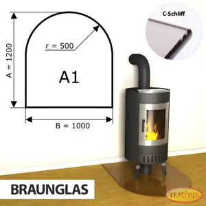 Kamin Glasbodenplatte Funkenschutz Kaminplatte Glas Ofen Platte Bodenplatte - A1 - Bild 1 von 7