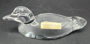 Villeroy & Boch Decorative Clear 24% Crystal Glass Duck Figurine Paperweight - Picture 1 of 7