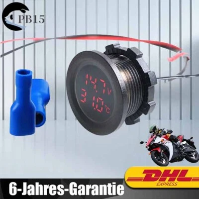 DC 12V-24V Auto Motorrad Dual LED Voltmeter Amperemeter Digitalanzeige Amp Volt - Bild 1 von 4