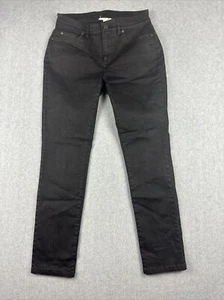 Pantalones de mezclilla Eileen Fisher para mujer 0 ajustados negros algodón orgánico encerado - Imagen 1 de 8