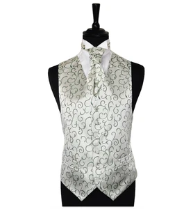 Men's Scroll Special Occasion Wedding Groom Waistcoat & Cravat - Size 34" - 60" - Picture 1 of 19