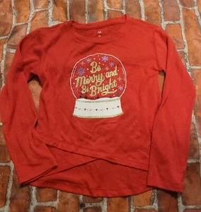 So Girls Light Weight Sweater Sz 7 Christmas Snow globe Merry Bright - Picture 1 of 1