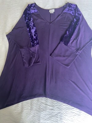 Jaclyn Smith purple with velvet 3/4 sleeve knit stretchy women  plus size 1X - Image 1 of 4
