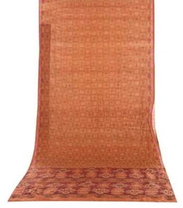 Vintage Indian Printed Pure Crepe Silk Saree Green Silk Fabric For Crafting Art - Picture 1 of 63