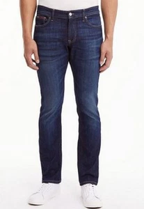 Tommy Jeans Scanton Slim Fit DF1251 Uomo Jeans Stretch Denim Pantaloni Blu Scuro - Foto 1 di 1