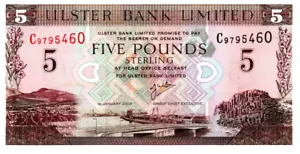 Northern Ireland 5 Pounds 2001 UNC Banknote P-335c Prefix C Ulster Bank - Picture 1 of 2