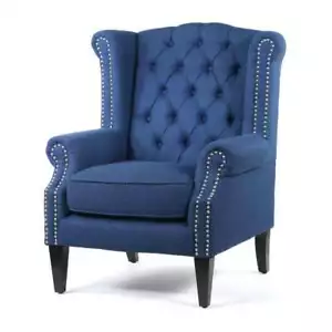 Wingback Single Seater Chair Lounge Sofa Couch Armchair Navy Royale - Picture 1 of 9