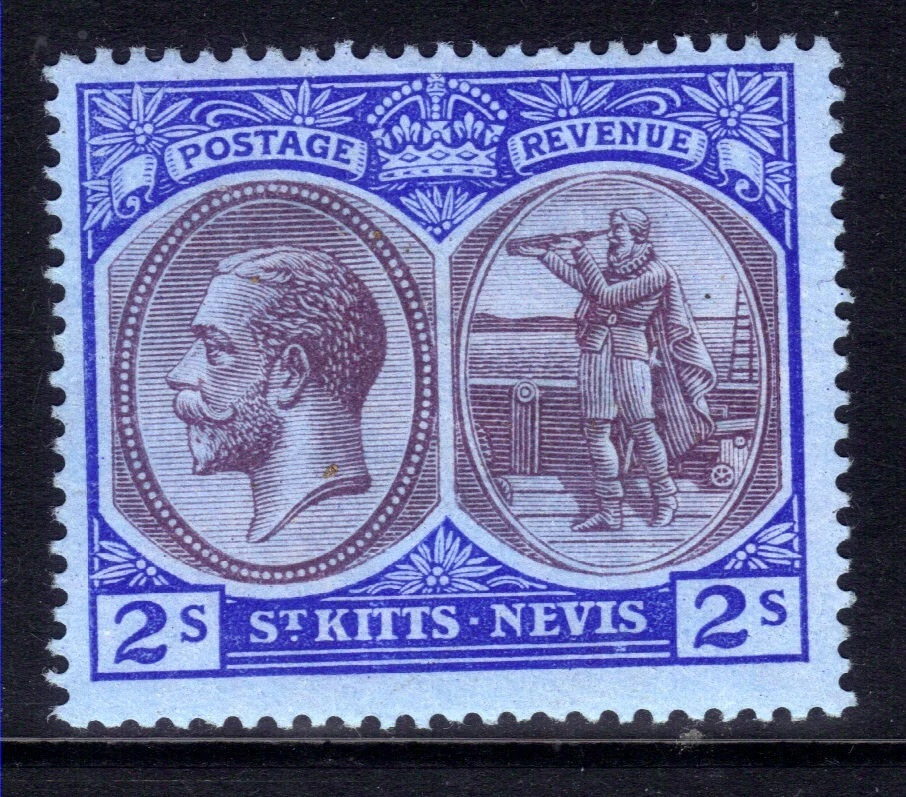St Kitts & Nevis 1920 - 22 KGV 2/-d Dull Purple & Blue MM SG 32 ( F279 ) - Image 1 of 1
