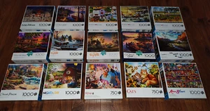 LOT OF 15 Buffalo 750 1000 Piece Puzzles Wysocki Stewart Redlin Peoples Bush - Picture 1 of 5