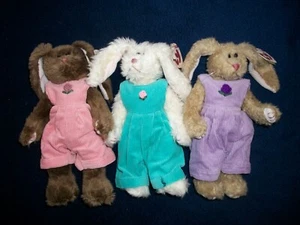 Ty Beanie Babys 3er Set Hasen Hasen 1993 IRIS, IVY, ROSE Cord Pullover - Bild 1 von 5