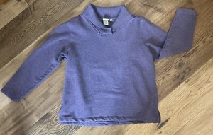 LL Bean Pullover Sweatshirt Collared Womens Medium Petite Purple Cozy - Picture 1 of 9