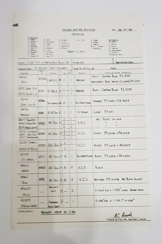 Corgi 260 , City Of Metrópolis Police Coche Especificación Hojas Estupendo Mint - Imagen 1 de 4