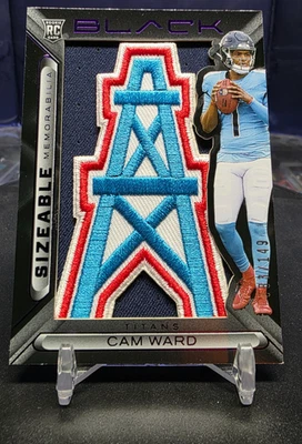 2025 Panini Black Sizeable Memorabilia Cam Ward Retro Oilers Patch Logo* READ🔥 - Image 1 of 4