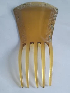 Peine de pelo antiguo hecho en Francia marcado en el diente (3164HTM) imitación caparazón de tortuga - Imagen 1 de 14