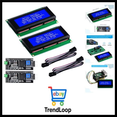 2Pack IIC/I2C 2004 20x4 Character LCD Module Display Blue Backlight, Support ... - Bild 1 von 4
