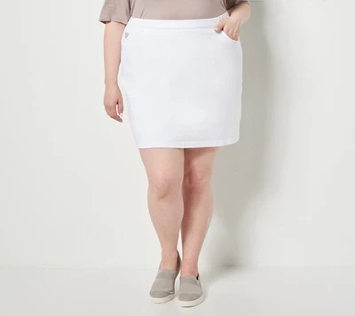Quacker Factory Women's Plus Sz Skirt 3X DreamJeannes Regular White A493067 - Image 1 of 4