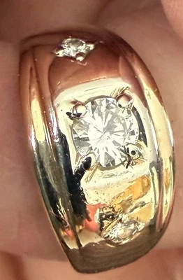 Anillo de oro amarillo de 14kt para hombre talla 10 con diamante redondo 1/2 Foto 1 de 4