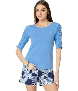 Lilly Pulitzer Women's Size XXS Belden Knit Short Sleeve Top In Lunar Blue - Picture 1 of 5