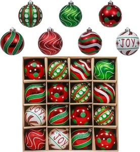 Set Addobbi Natalizi, 16Ct Rosso Verde Bianco Infrangibile Decorazione Albero di Natale - Foto 1 di 6