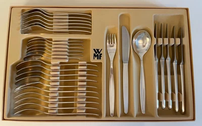 f 11-25   30-tlg. WMF Besteck Modell 4100 Stockholm für 6 Personen Silber 90 - Bild 1 von 4