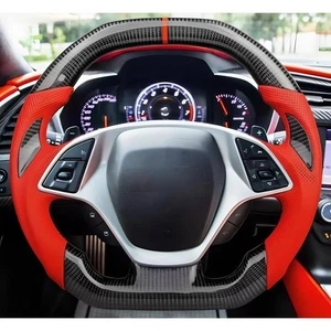 Carbon Fiber Flat Top Sport Steering Wheel For 14+ Chevrolet Corvette C7 Z06 ZR1 - Picture 1 of 5