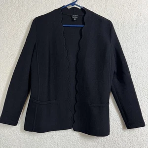 Talbots maglione donna piccolo petite nero lana merino capesante aperto blazer giacca - Foto 1 di 7