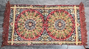 Vintage Tapestry Rug Runner Decor Kaleidoscope Fringed Edges Boho 36" x 18"  - Picture 1 of 10