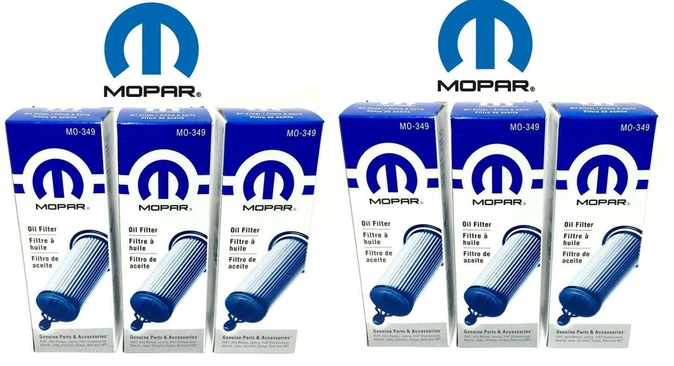 Cartucho de filtro de aceite Mopar Chrysler Jeep Dodge RAM 3,2 L 3,6 L V6 MO-349 SET 6 Foto 1 de 2