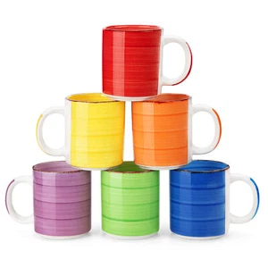 vancasso 6pc Coffee Mugs Colorful Ceramic 480ML Cups for Cappuccino Latte Tea - Picture 1 of 9