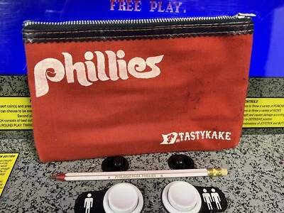 1970s Philadelphia Phillies Tastykake Red Canvas Zipper Clutch Purse Bag Promo - Image 1 of 4