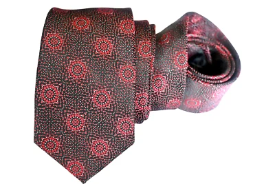 EXPRESS MEN'S TIE BURGUNDY/GEOMETRIC WIDTH: 2.75" LENGTH: 57" SKINNY - Image 1 of 3