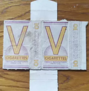 V CIGARETTES 10'S HULL & SLIDE EMPTY CIGARETTE PACKET - Picture 1 of 1