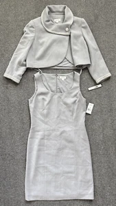 NUEVO CON ETIQUETAS $399 TAHARI Arthur Levine Conjunto Combo Chaqueta y Vestido Gris Plateado - Talla 10 - Imagen 1 de 17