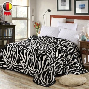 Wohndecke Kuscheldecke Zebra Muster Tagesdecke Decke Sofadecke Bettüberwurf - Bild 1 von 8