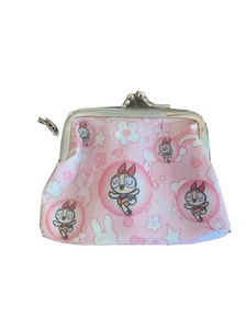 Vintage Power Puff Mädchen Mini Rosa Geldbörse Tasche Geldbeutel Münzbörse Blüte RAR - Bild 1 von 13