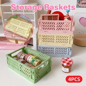 4PCS Collapsible Plastic Storage Box Desktop Organizer Basket Storage Container - Picture 1 of 14