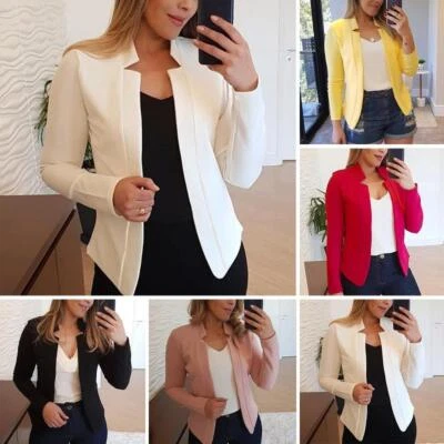 Womens Slim Blazer Formal OL Work Jacket Long Sleeve Outwear Suit Coat Tops` - Image 1 of 4