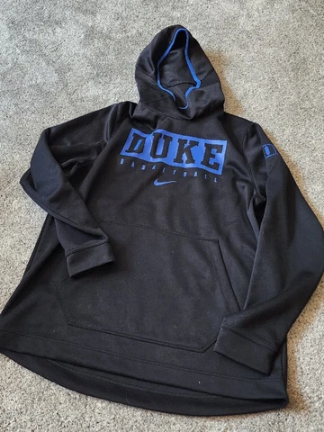 Duke Blue Devils Hoodie Men XL Black Hooded Sweatshirt Sweater Nike Therma Fit Cover