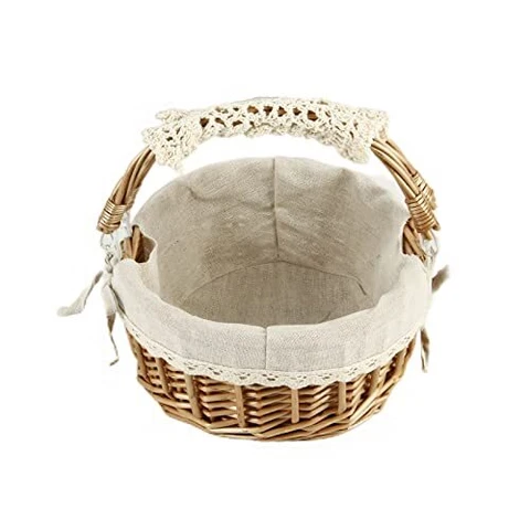 Wicker Basket With Handles Woven Willow Storage Basket For Picnicdecorationgiftw Cover